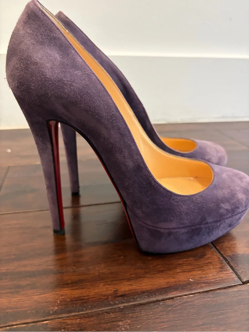 Christian Louboutin Plum Suede Platform Pumps